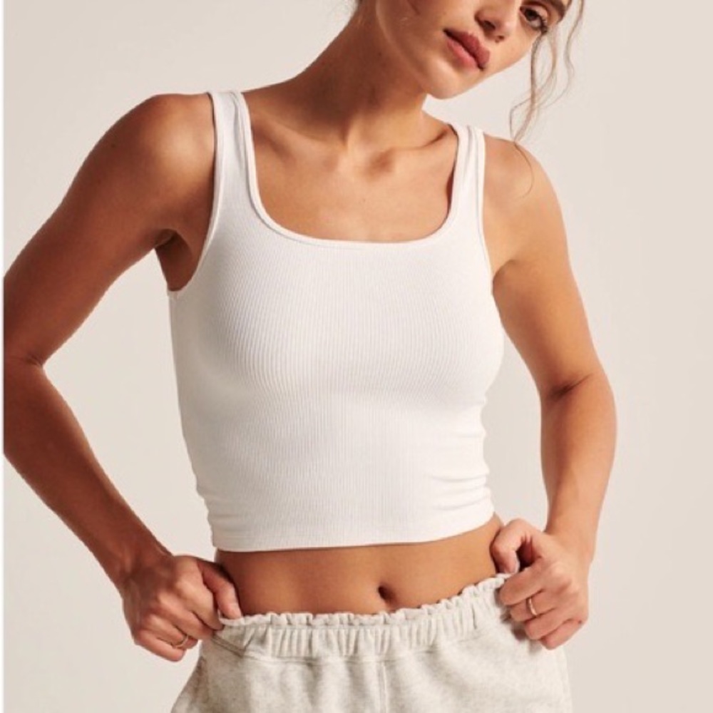 Abercrombie 90s Seamless Rib White Tank